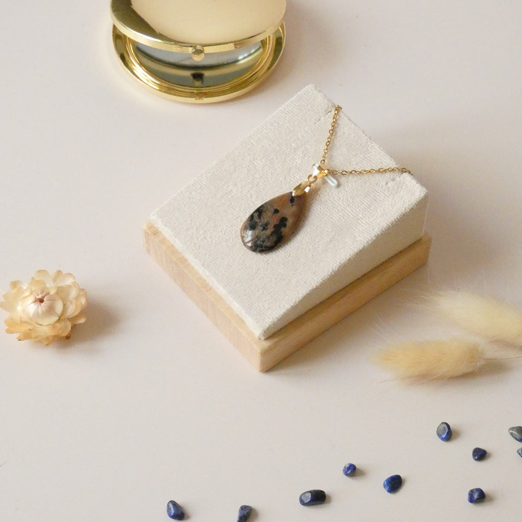 Pendentif agate dendrite miel 2,9 cm