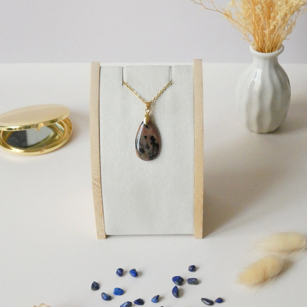 Pendentif agate dendrite miel 2,9 cm