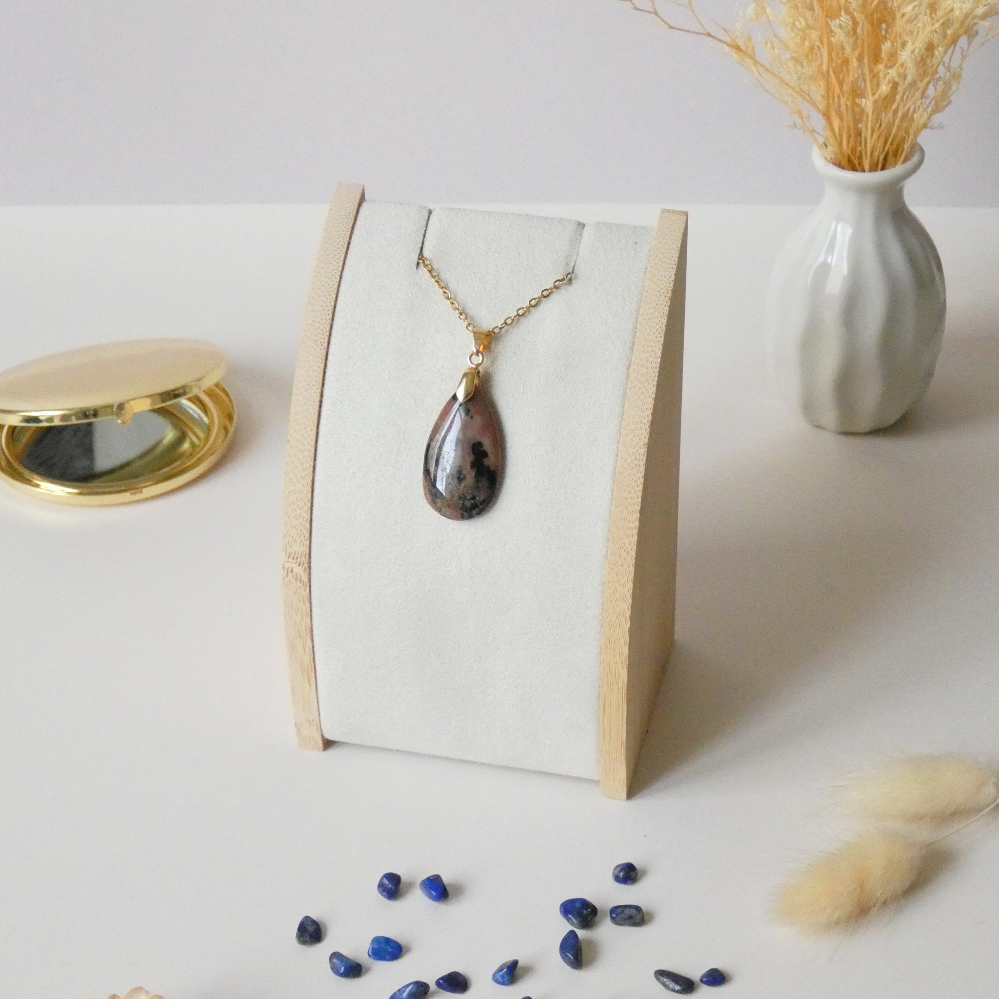 Pendentif agate dendrite miel 2,9 cm