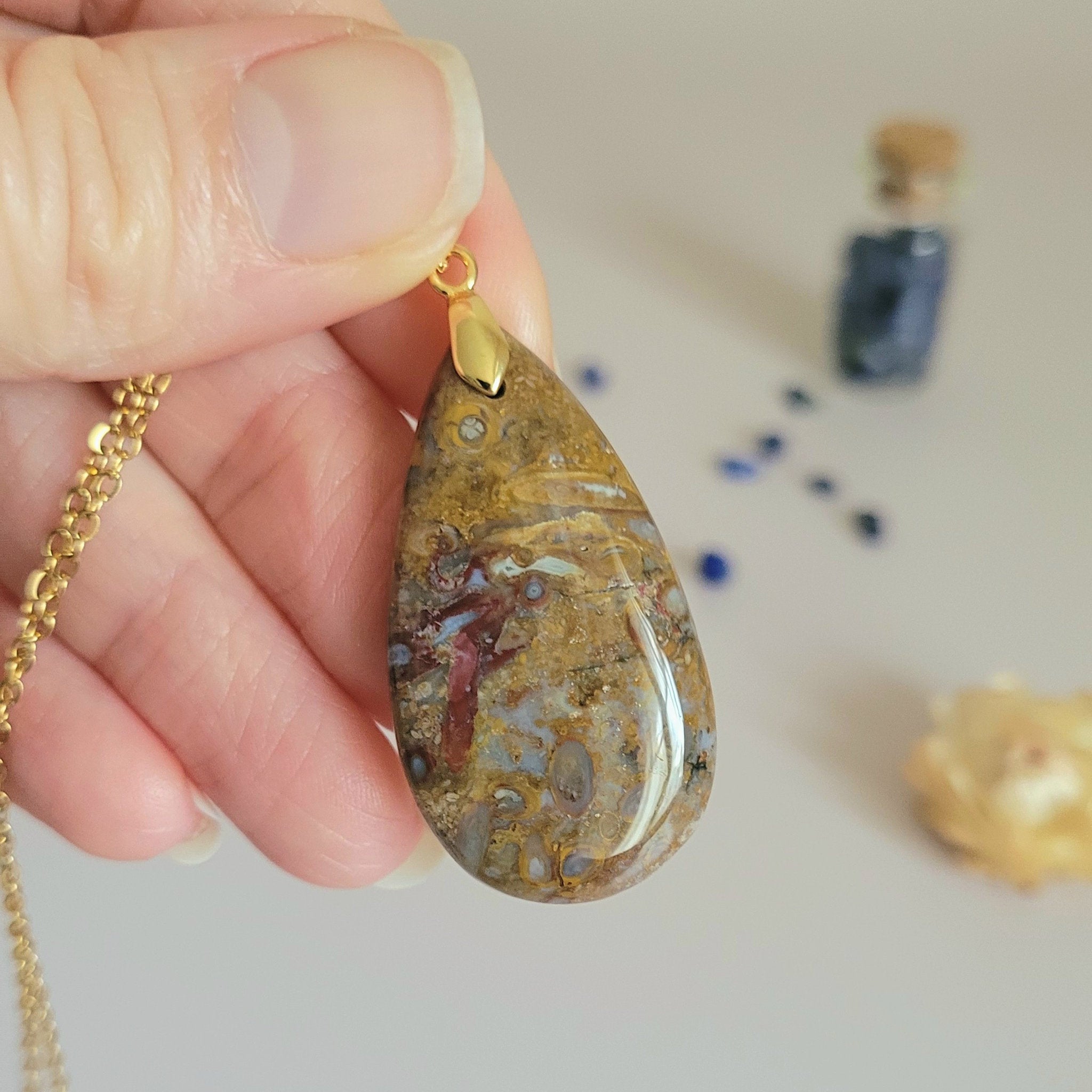 Pendentif agate palmier pétrifié 4 cm