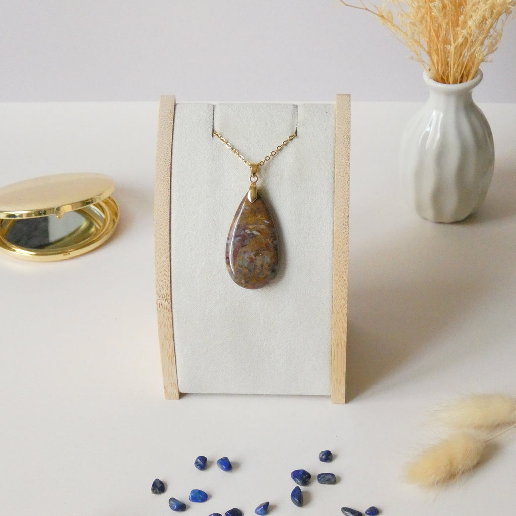 Pendentif agate palmier pétrifié 4 cm