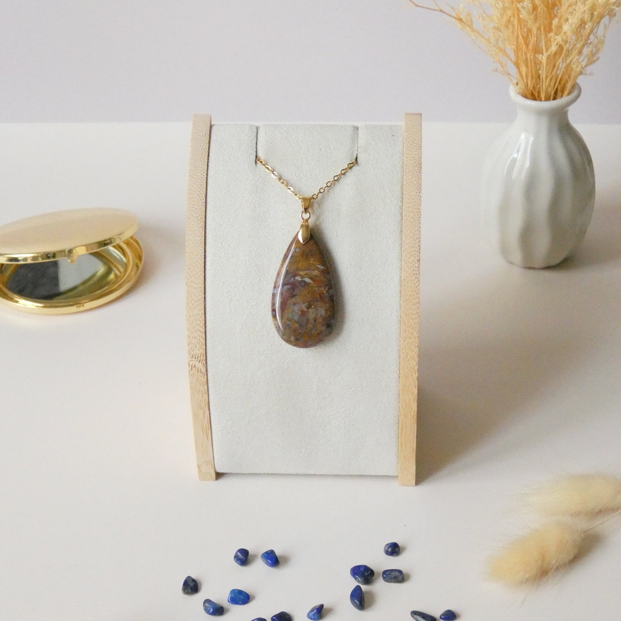 Pendentif agate palmier pétrifié 4 cm