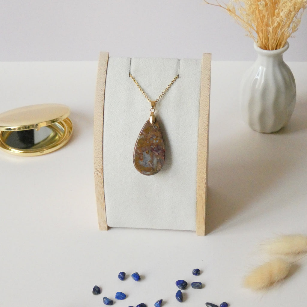 Pendentif agate palmier pétrifié 4 cm