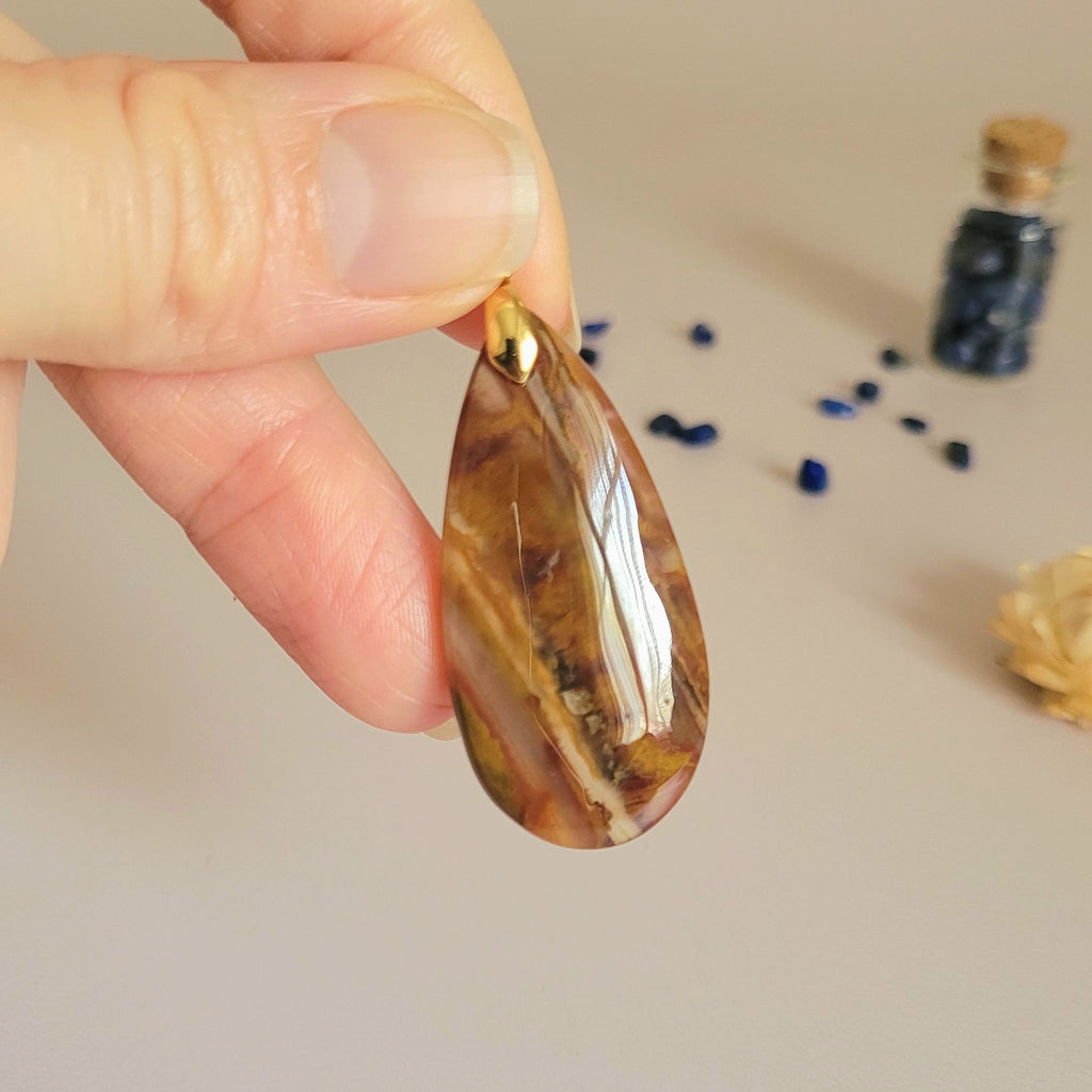 Pendentif agate sagénite 4,3 cm