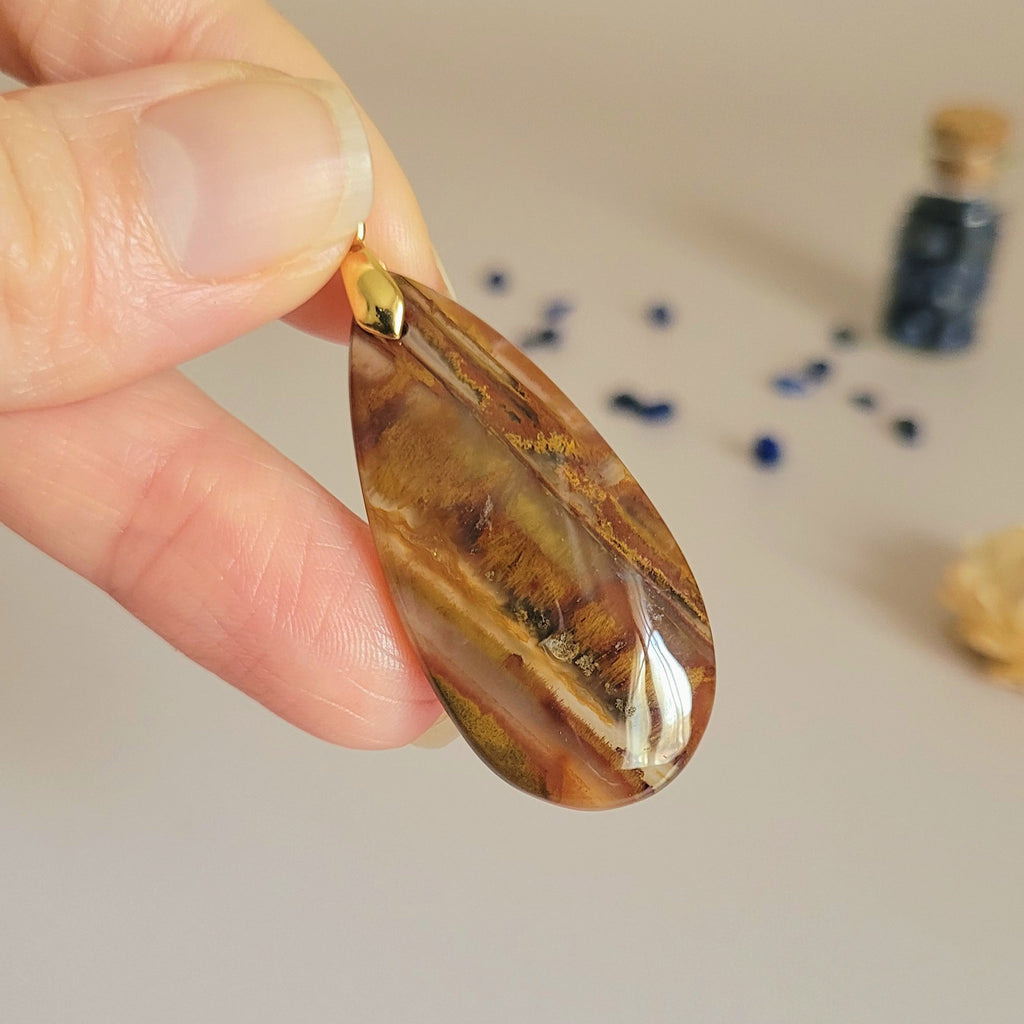 Pendentif agate sagénite 4,3 cm