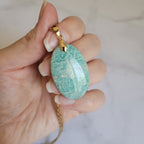 Pendentif en amazonite, bélière dorée - pierre naturelle