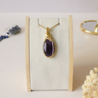Pendentif en améthyste - wire wrapping doré - pierre naturelle