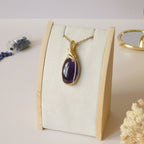 Pendentif en améthyste - wire wrapping doré - pierre naturelle