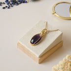 Pendentif en améthyste - wire wrapping doré - pierre naturelle