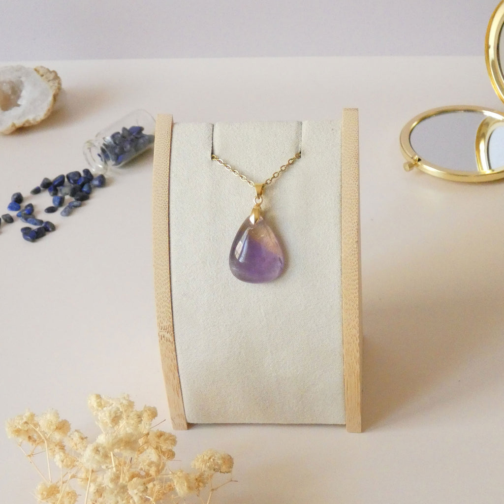 Pendentif en amétrine, bélière dorée - pierre naturelle