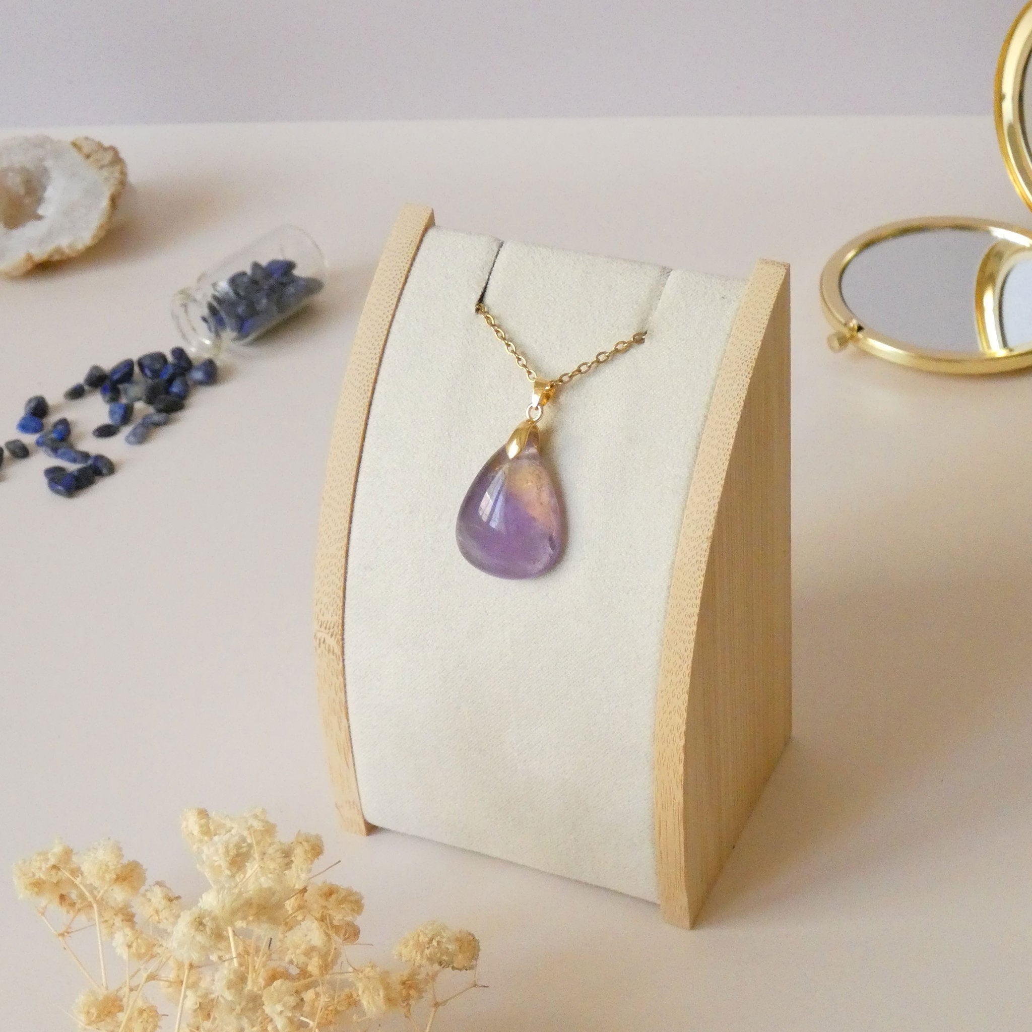 Pendentif en amétrine, bélière dorée - pierre naturelle