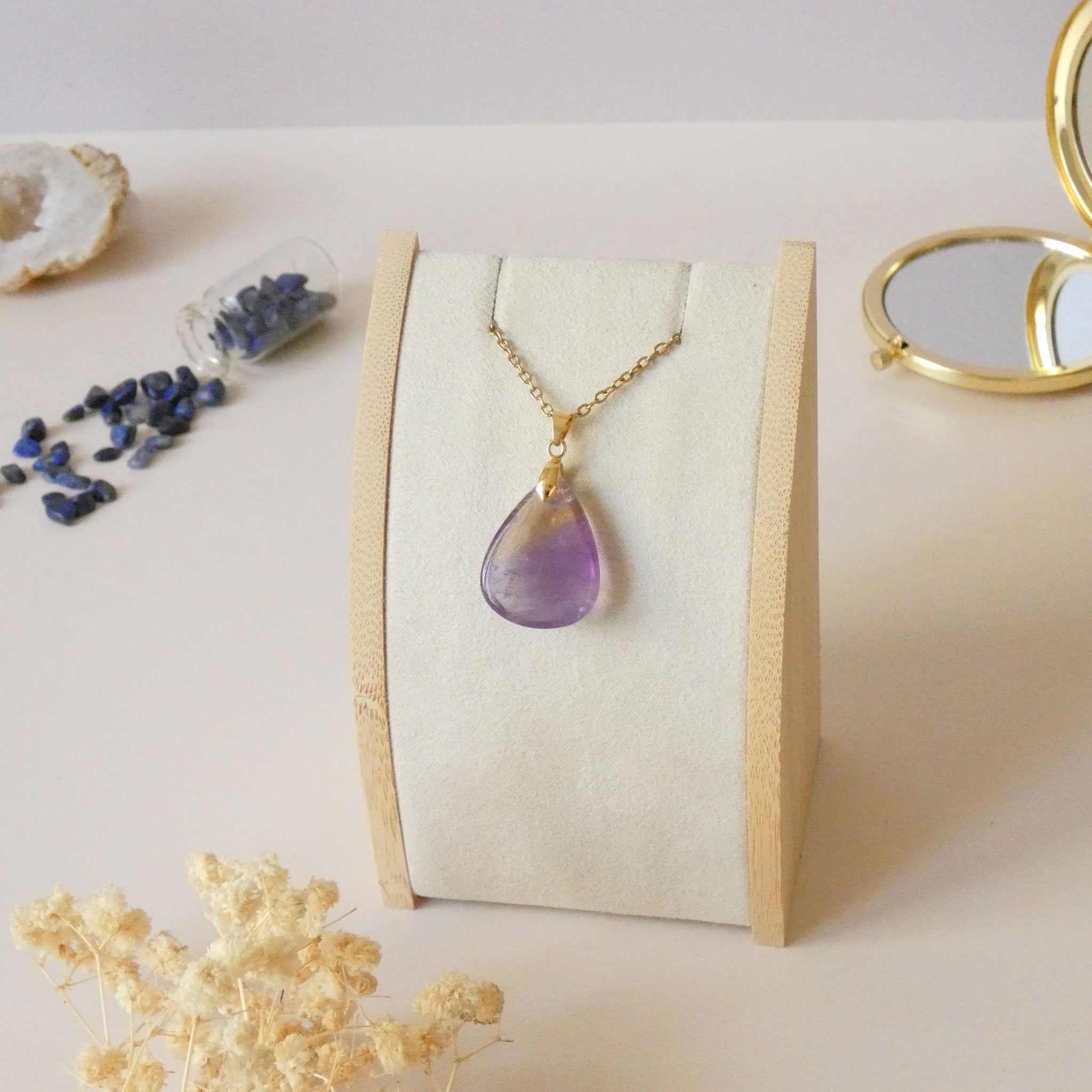Pendentif en amétrine, bélière dorée - pierre naturelle