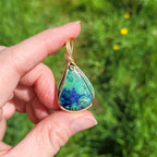 Pendentif en azurite malachite bijou artisanal – 4,3 cm