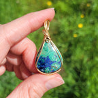 Pendentif en azurite malachite bijou artisanal – 4,3 cm