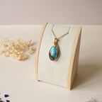 Pendentif chrysocolle et malachite 4,4 cm wire wrapping doré