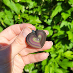 Pendentif coeur en obsidienne oeil céleste 2,7 cm bélière dorée