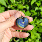 Pendentif coeur en obsidienne oeil céleste 2,6 cm bélière dorée
