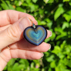 Pendentif coeur en obsidienne oeil céleste 2,4 cm bélière dorée