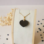 Pendentif coeur en obsidienne oeil céleste 2,4 cm bélière dorée