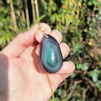 Pendentif forme libre obsidienne oeil céleste 4,5 cm – Bélière dorée