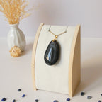 Pendentif forme libre obsidienne oeil céleste 4,5 cm – Bélière dorée