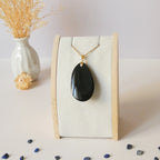 Pendentif forme libre obsidienne oeil céleste 4,5 cm – Bélière dorée
