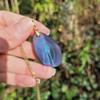 Pendentif forme libre obsidienne oeil céleste 3,7 cm – Bélière dorée