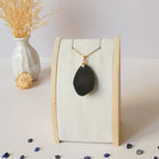 Pendentif forme libre obsidienne oeil céleste 3,7 cm – Bélière dorée