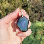Pendentif forme libre obsidienne oeil céleste 3,9 cm – Bélière dorée