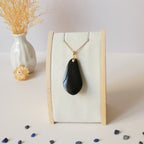 Pendentif forme libre obsidienne oeil céleste 4,7 cm – Bélière dorée