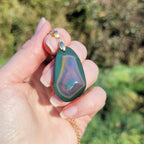 Pendentif forme libre obsidienne oeil céleste 3,7 cm – Bélière dorée