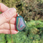 Pendentif forme libre obsidienne oeil céleste 3,7 cm – Bélière dorée