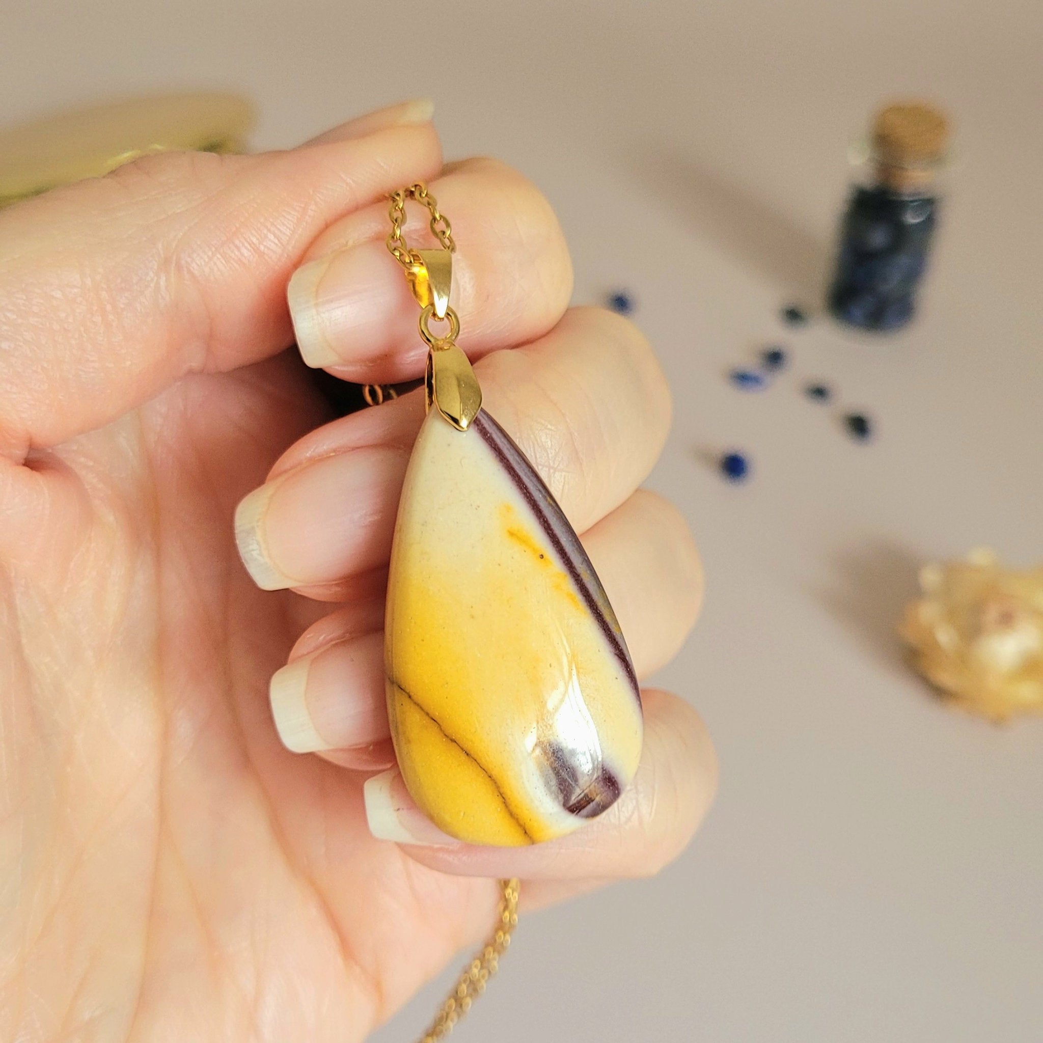 Pendentif jaspe mokaïte 3,7 cm