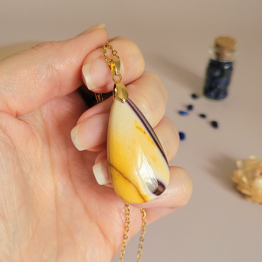 Pendentif jaspe mokaïte 3,7 cm