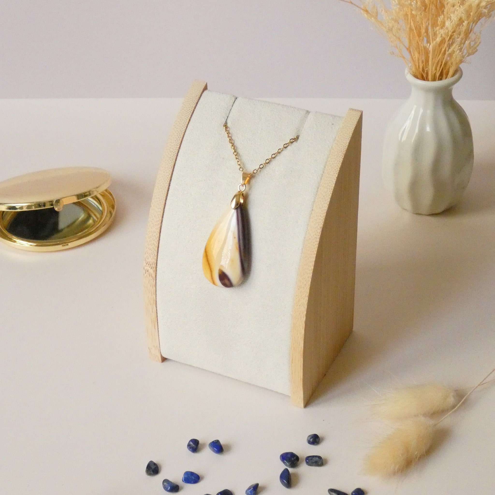 Pendentif jaspe mokaïte 3,7 cm