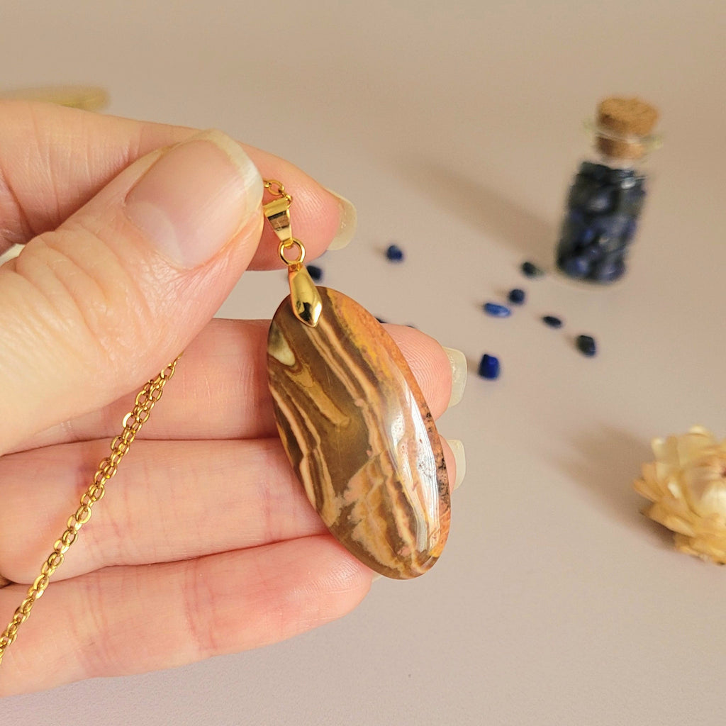 Pendentif jaspe polychrome 4 cm