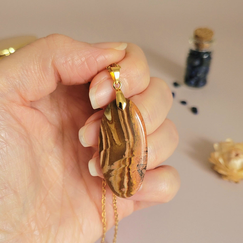 Pendentif jaspe polychrome 4 cm