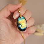Pendentif en labradorite bélière dorée – 3,2 cm