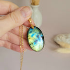 Pendentif en labradorite bélière dorée – 3,7 cm
