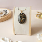 Pendentif en labradorite bélière dorée – 4,5 cm