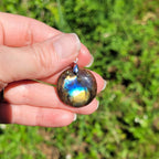 Pendentif en labradorite bélière argentée – 2,6 cm