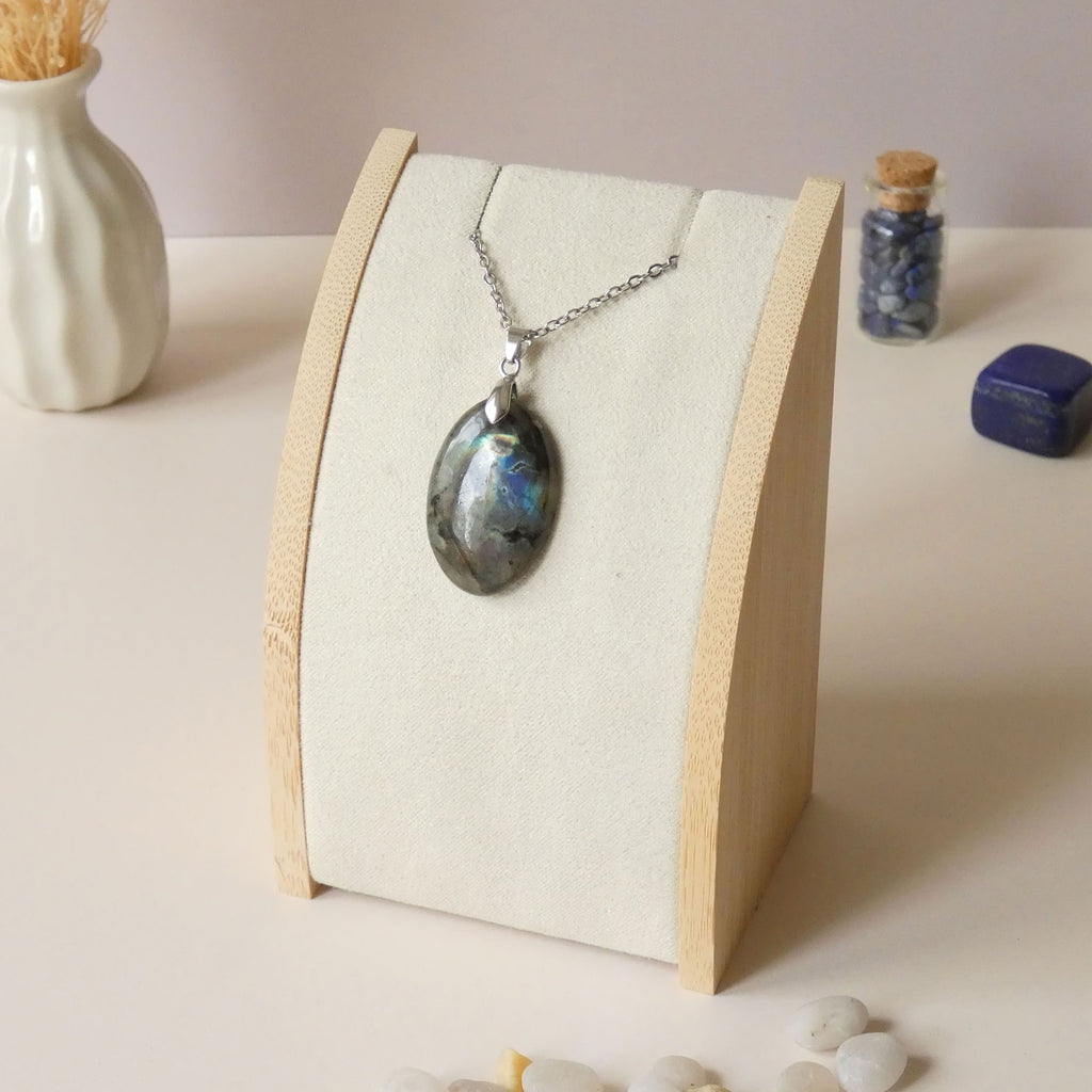 Pendentif en labradorite bélière argentée – 3,1 cm