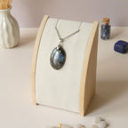 Pendentif en labradorite bélière argentée – 3,1 cm
