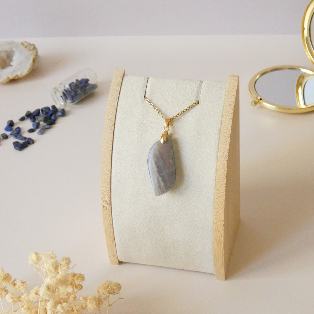 Pendentif en labradorite bélière dorée – 3,6 cm