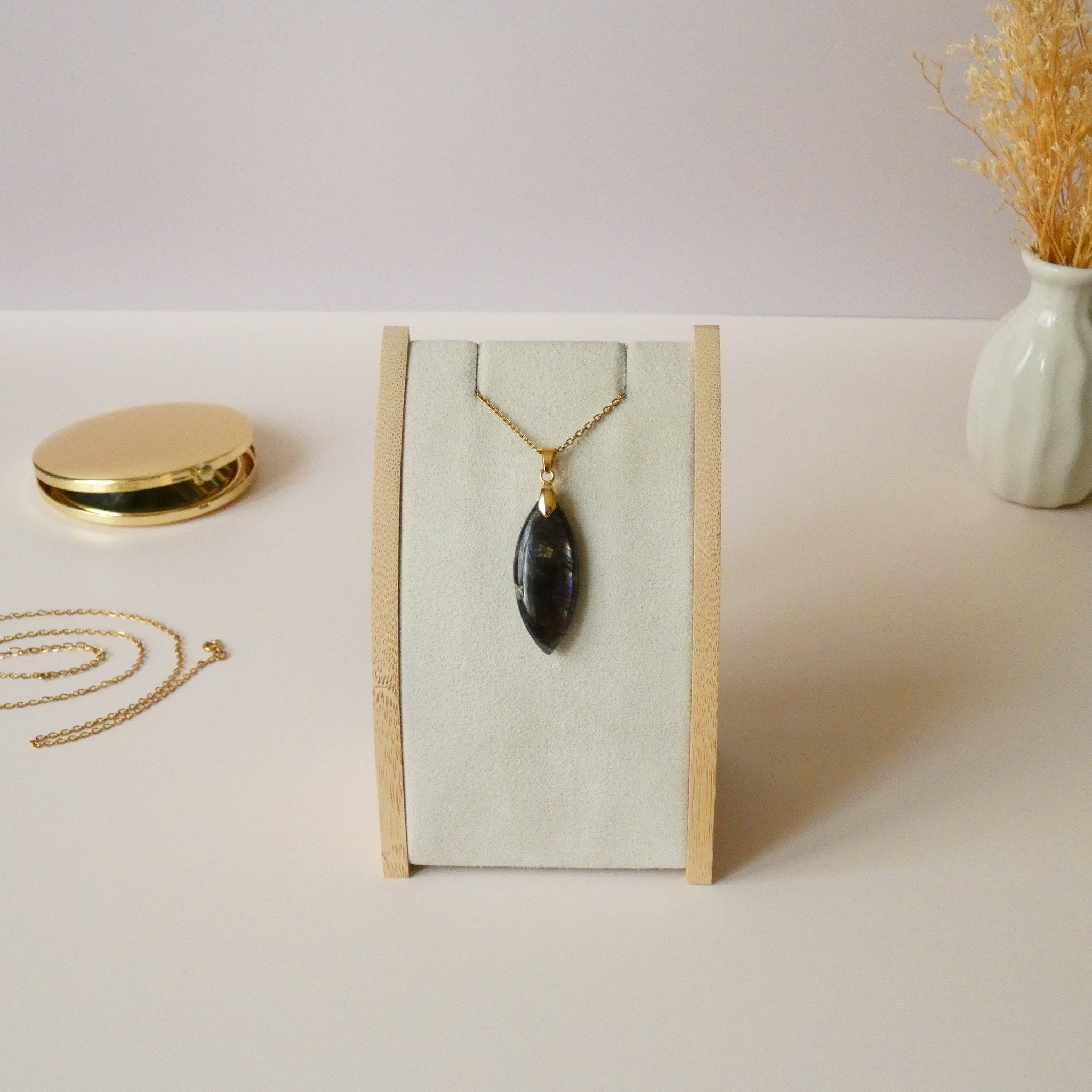 Pendentif en labradorite marquise – 3,6 cm