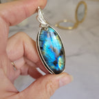 Pendentif en labradorite bleue 6,5 cm bijou artisanal