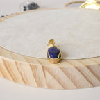 Pendentif en lapis lazuli d'Afghanistan – bijou artisanal en pierre naturelle – wire wrapping doré