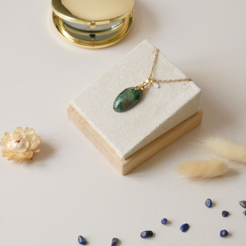 Pendentif malachite chrysocolle 2,6 cm