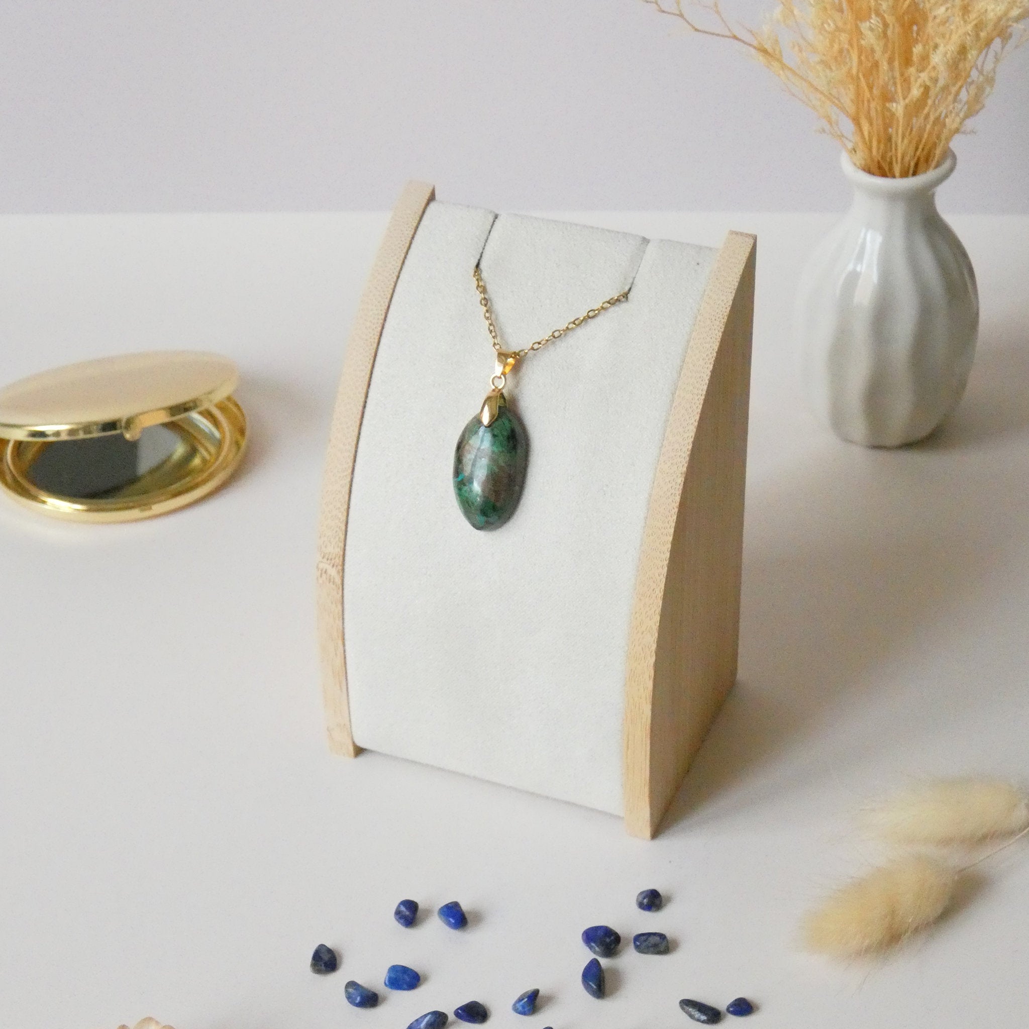 Pendentif malachite chrysocolle 2,6 cm