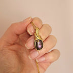 Pendentif en labradorite – 3 cm – Wire wrapping doré